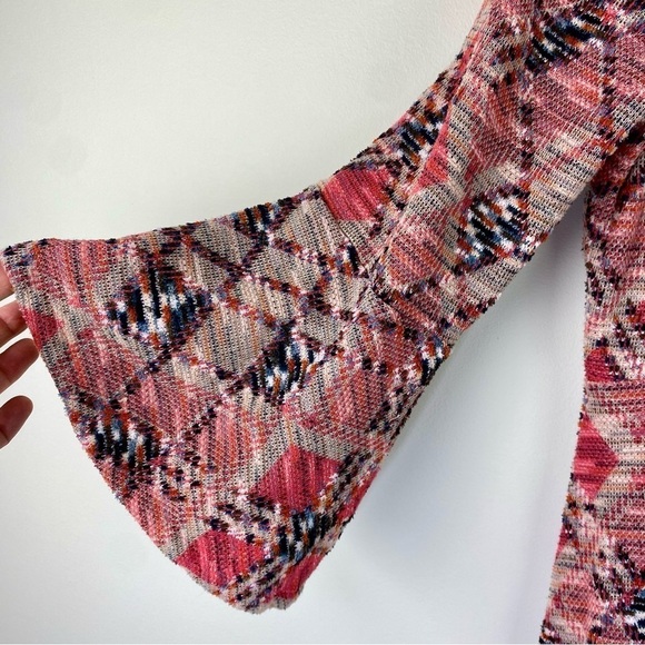 Maeve by Anthropologie Argyle Erina dark coral a-line bell sleeves dress size L - Picture 8 of 15